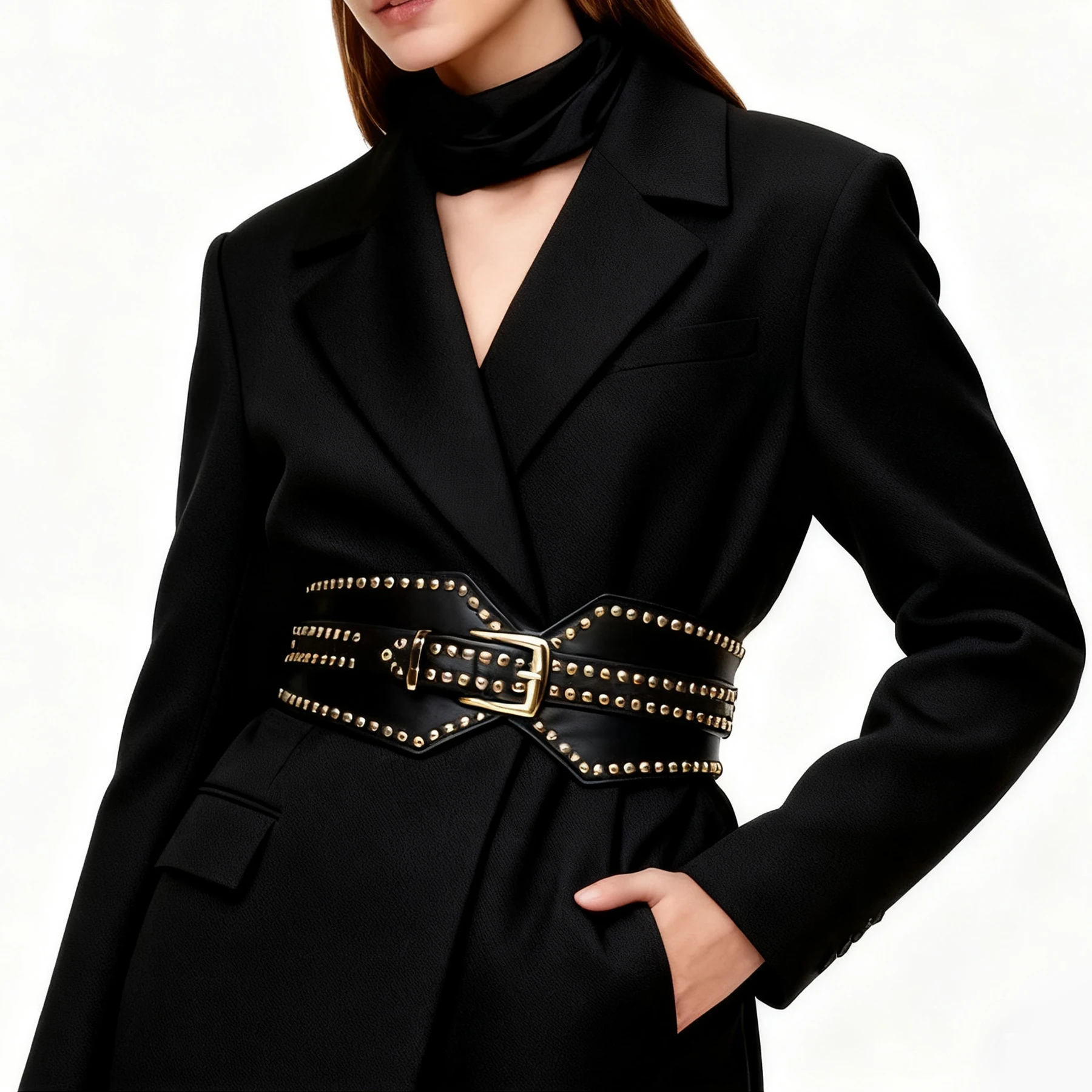 حزام مطاطي عريض للنساء، أحزمة فاسق قابلة للتمدد مكتنزة للنساء، حزام خصر ريترو #5