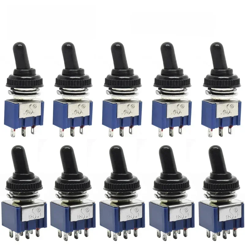 5 Stück 10 Stück MTS-102 103 MTS-202 203 Kippschalter 6A 125VAC auf SPDT 6mm Mini Schalter DPDT Ein Aus auf wasserdichte Kappe