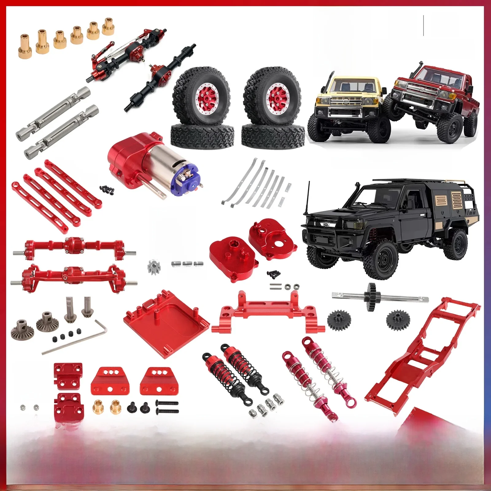 Metalen chassis trekstang schokdemper transmissie as 370 versnellingsbak montage Voor MN82 LC79 82 S 82Por 1/12 RC Auto upgrade Onderdelen - afbeelding 2