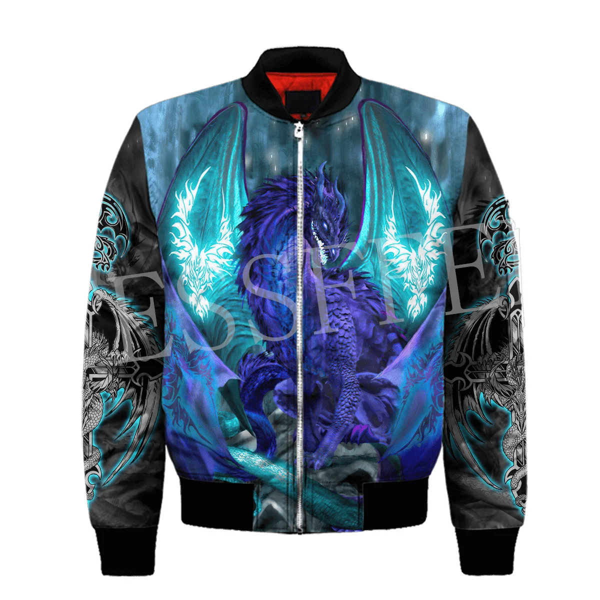 Cosplay nama kustom hewan naga Retro tato 3DPrint Harajuku Streetwear kasual musim dingin jaket Bomber hangat jaket X1