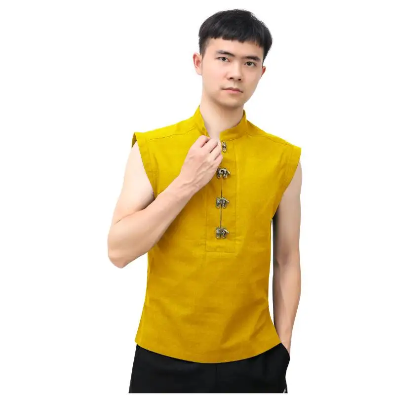 Neue Design Pirate Renaissance Hemd Männer Leinen Ärmellose Weste mit Retro Taste Grün Braun Viking Männer Kleid Ritter