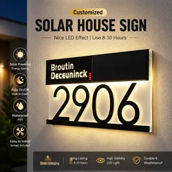 Personalised Solar House Number Outdoor Solar Light LED Backlight Door Number Signs With Lights Custom Solar House Sign for home