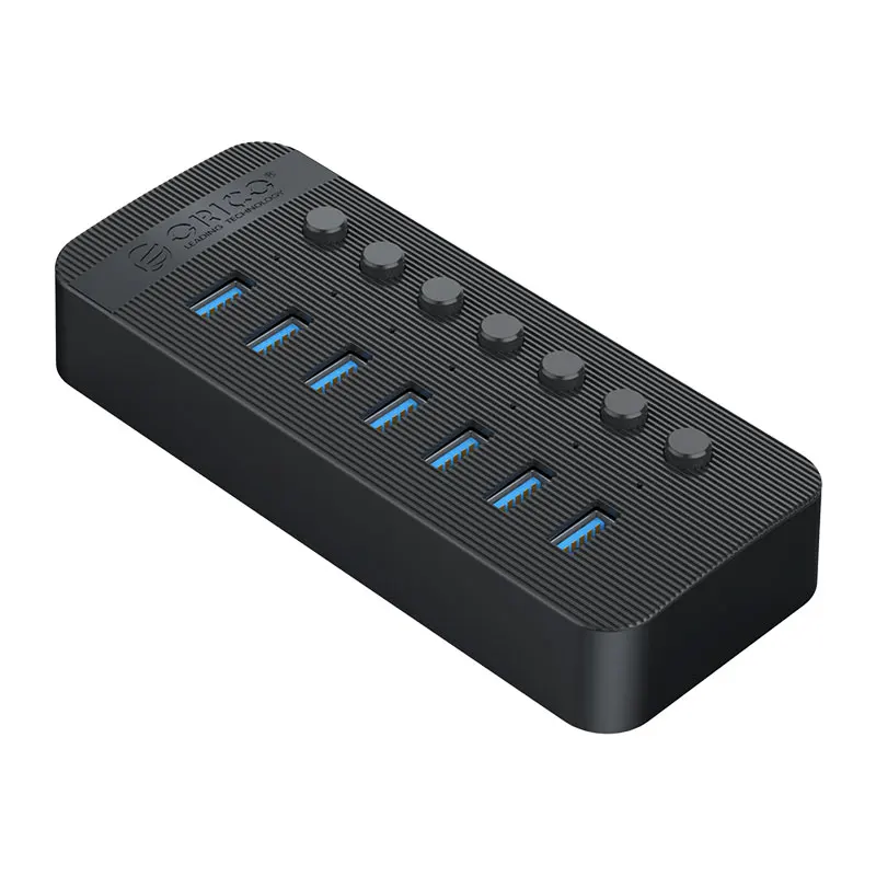 Multi-Port USB Hub with Independent On/Off Switches for Each Port, High-Speed Data Transfer, Perfect for Desktop Workstations a