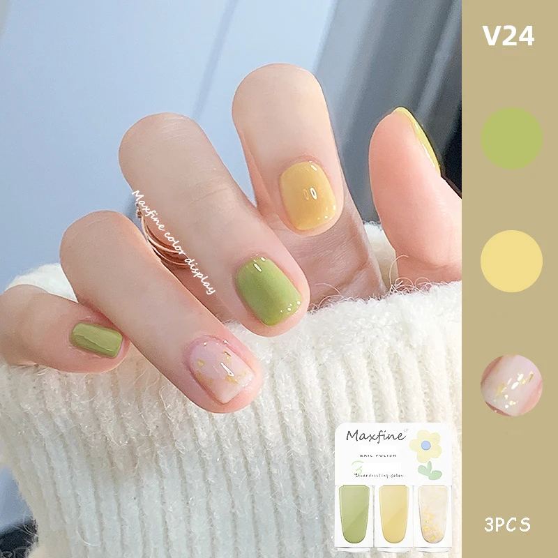 V24 ソルトキャラメルアイスクリーム 3本セット - ノーベイクネイルポリッシュ 速乾 長持ち 剥がせる 水性 3色ネイル