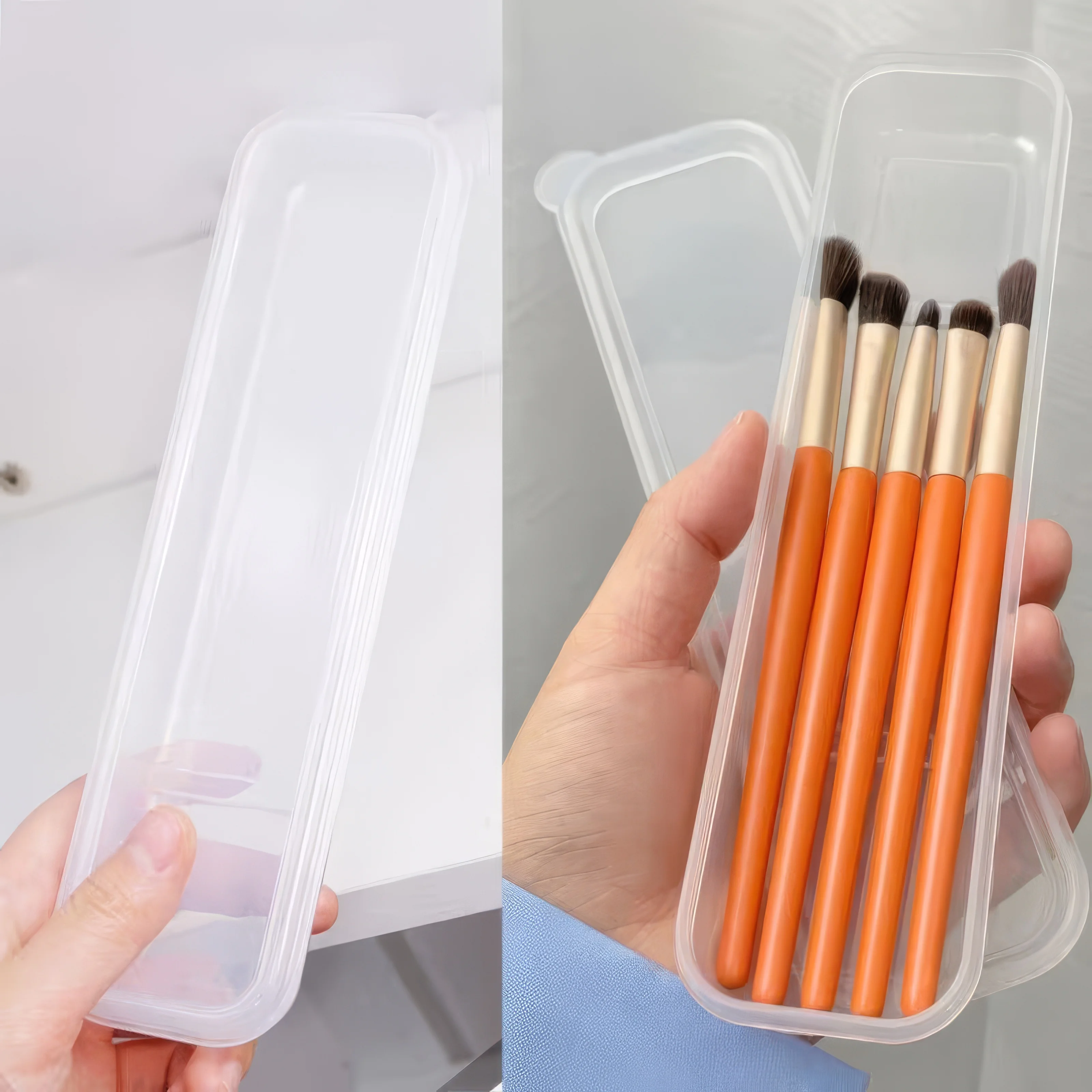 Boîte de rangement pour pinceaux de maquillage, 1/2 pièces, transparente, facile d'accès et d'organisation, adaptée aux pinceaux de maquillage et aux crayons à sourcils