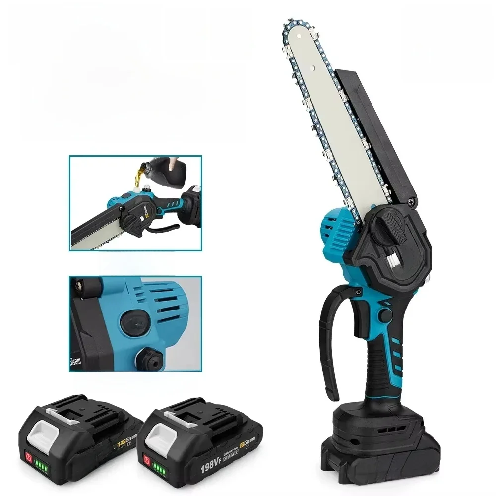 GΣ 8 Zoll bürstenlose Elektrosäge Einhand-Elektrokettensäge Holzbearbeitung Gartenwerkzeug Astsäge für Makita 18 V Akku Pin