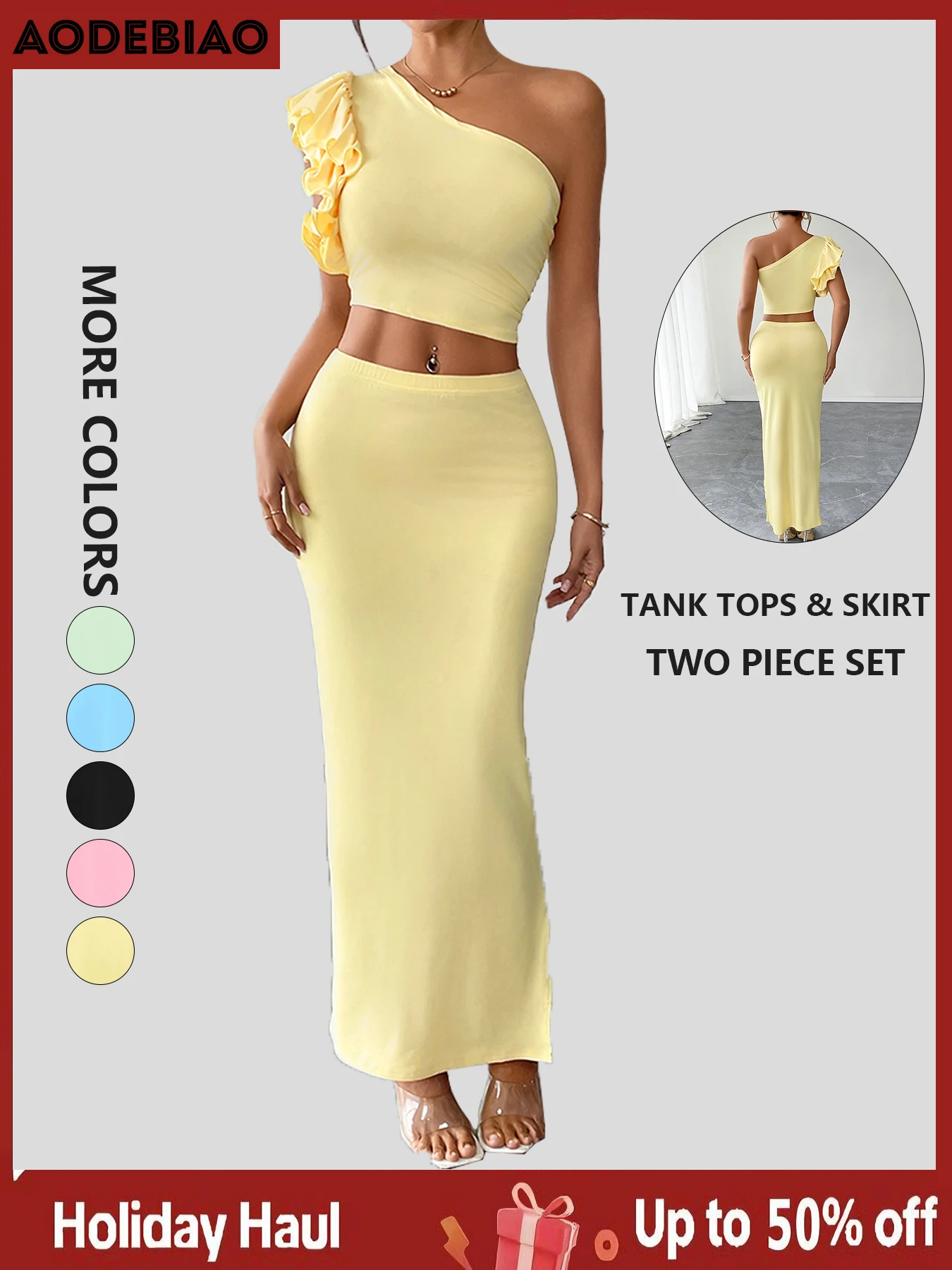 

Комплект из двух предметов ADEBAYO: топ и юбка, женский летний комплект без рукавов, сексуальный облегающий укороченный топ, повседневная однотонная юбка, базовый комплект из двух предметов для женщин