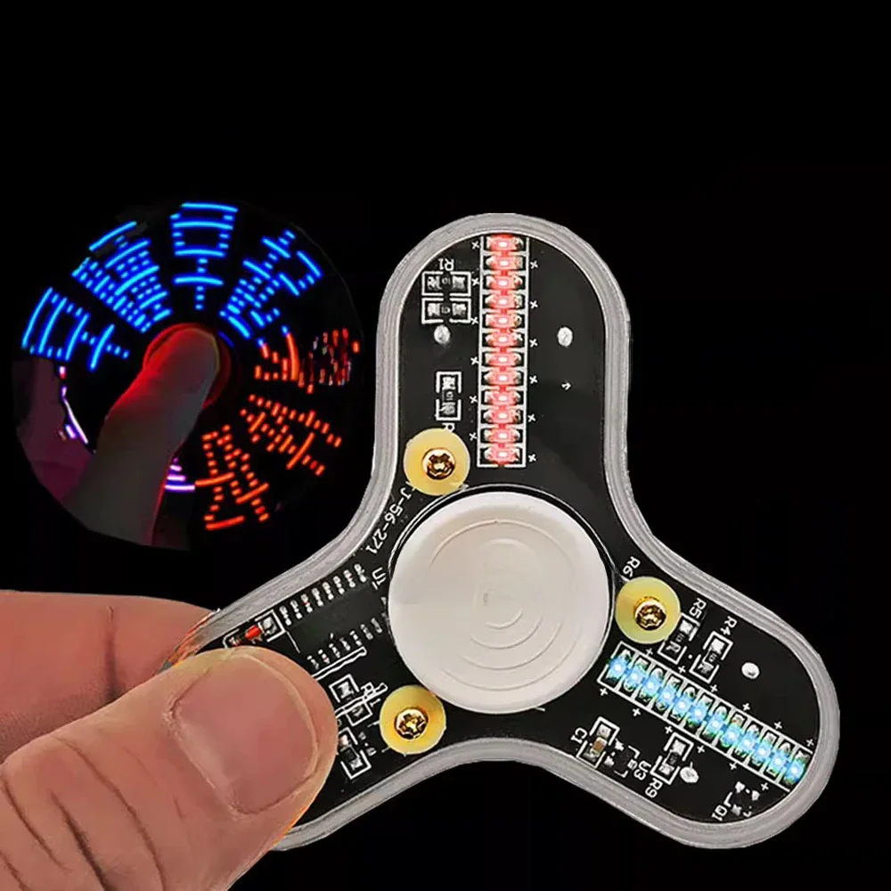 LED Fidget Spinner Luminous Display Trójłuskowy cyfrowy żyroskop Elektroniczny zestaw spawalniczy do produkcji DIY — zdjęcie produktu 6
