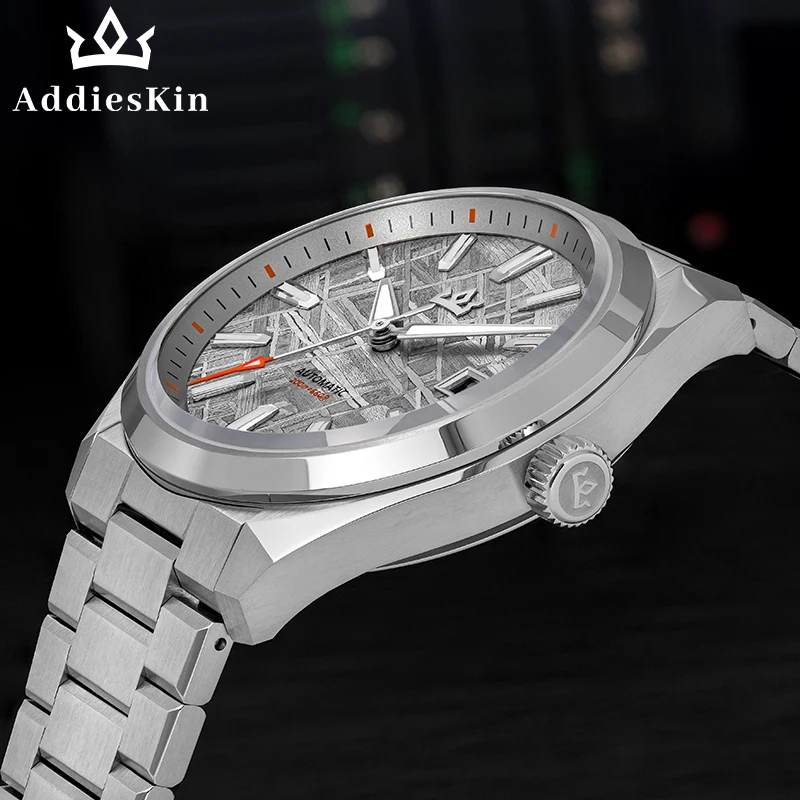 AddiesKin K020 Men's Mechanical Automatic Wristwatch Natural Meteorite Iron Dial Unique Cosmic Texture ST2130 BGW9 Luminous 200M