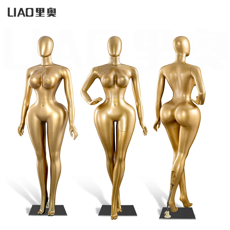 

plus Size Gold BBL Plastic Mannequin Female Full Body Big Butt Breasts Sexy Girl women dummy Stand for Clothing Display