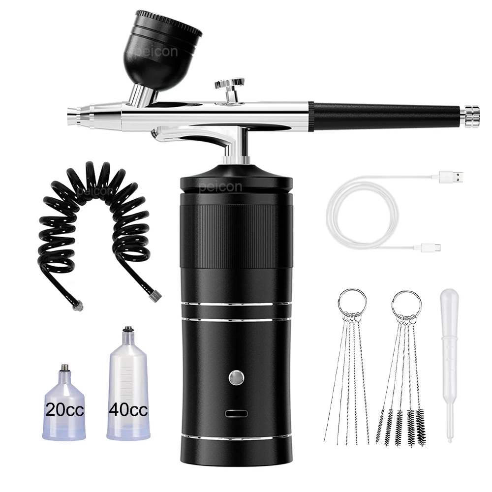 Airbrush-Nagelmaschine mit Kompressor, tragbarer Airbrush für Nagelkunst, Malerei und Bastelarbeiten, USB-aufladbare Airbrush-Nagelmaschine mit Kompressor