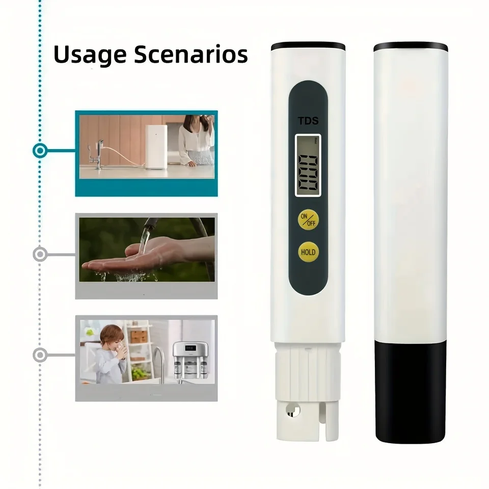 TDS Meter Digital Water Tester, TDS professionale 3 in 1, misuratore di temperatura e EC, misuratore 0-9990ppm, misuratore di PPM ideale accurato