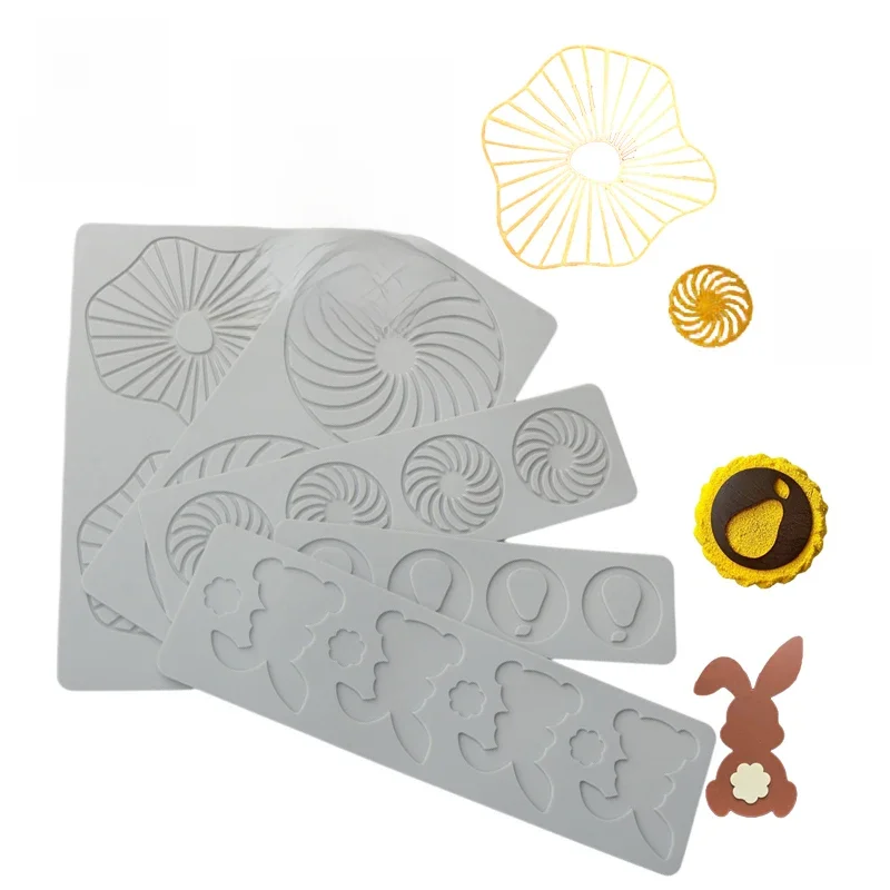 Siliconen Kant Mat Peer Of Konijn Of Geometrische Textuur Fondant Mallen Chocolade Suiker Ambachtelijke Siliconen Pad Knapperige Chip Decoratie - afbeelding 2