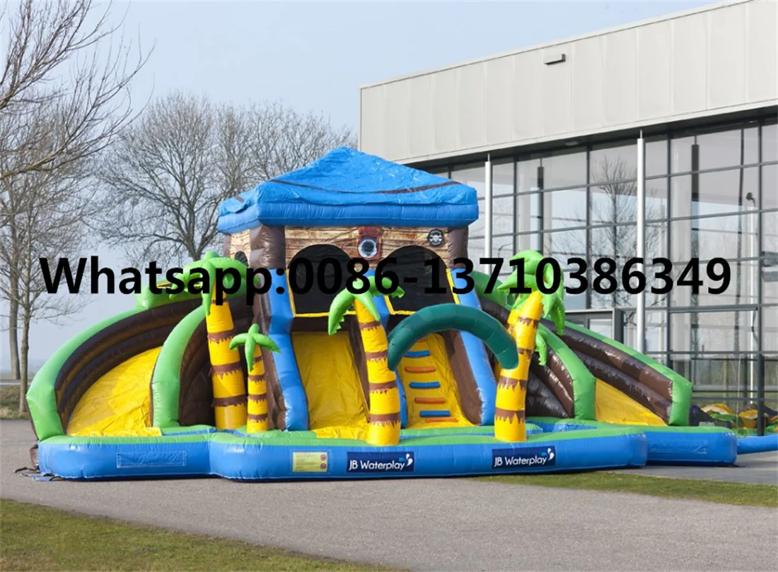 Commercial hot-selling outdoor jungle inflatable water, pool slide BD-098