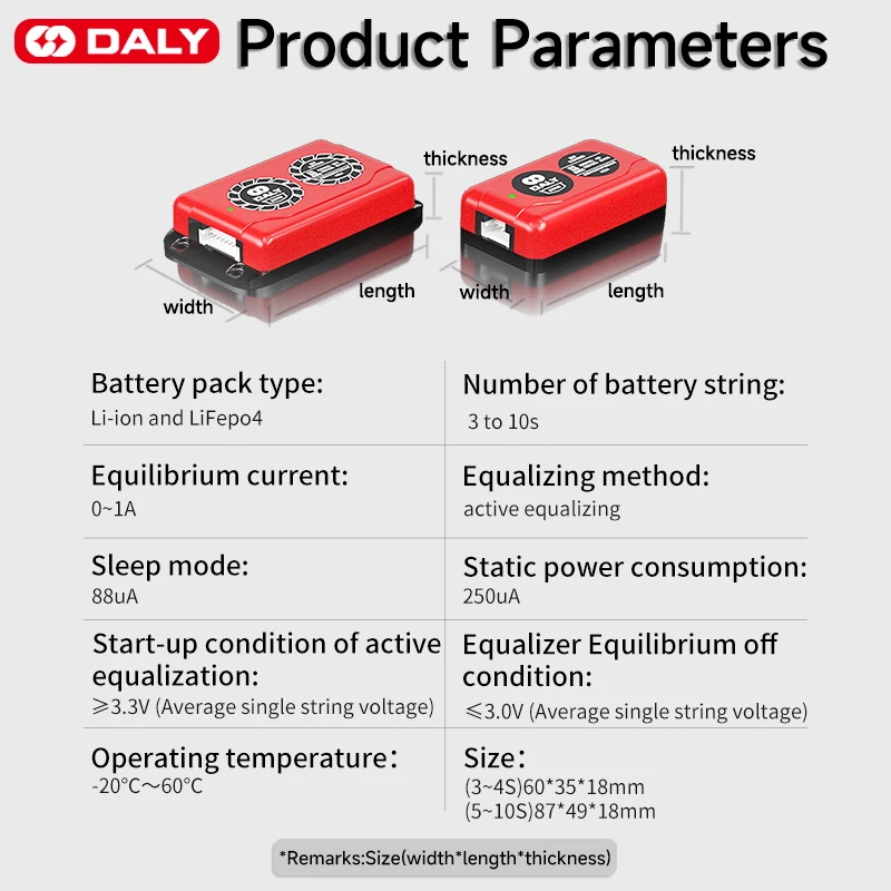 Daly Li-ion LFP Battery 1A Active Balancer Current 12V 24v 36V BMS Active Balance Accessorie Hardware Version 3S 4S 6S 7S 8S10S