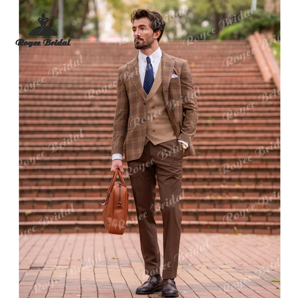 Streep driedelige enkele knop bruiloft herenpakken moderne slim ingerichte prom party kostuums kostuum homme mariage