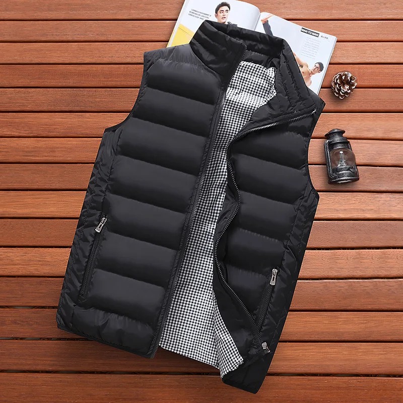 

Autumn Winter Men's Warm Sleeveless Jacket Vest Jacket Fashion Male Casual Zipper Sleeveless Hoodless Jacket Short Coat