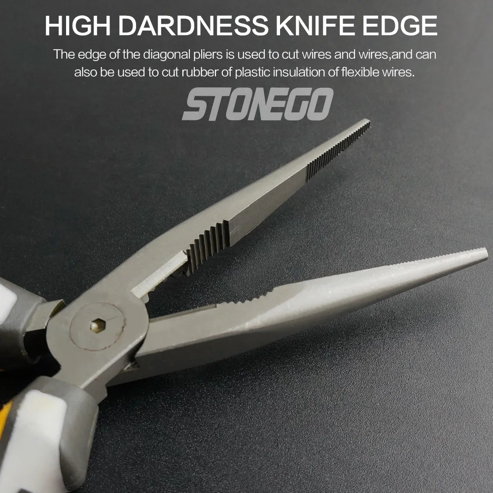 STONEGO Insulated Plier, Wire Stripping Crimping Electrician Pliers Stripper Crimper Wire Cutter Durable Nickel-Chrome Steel