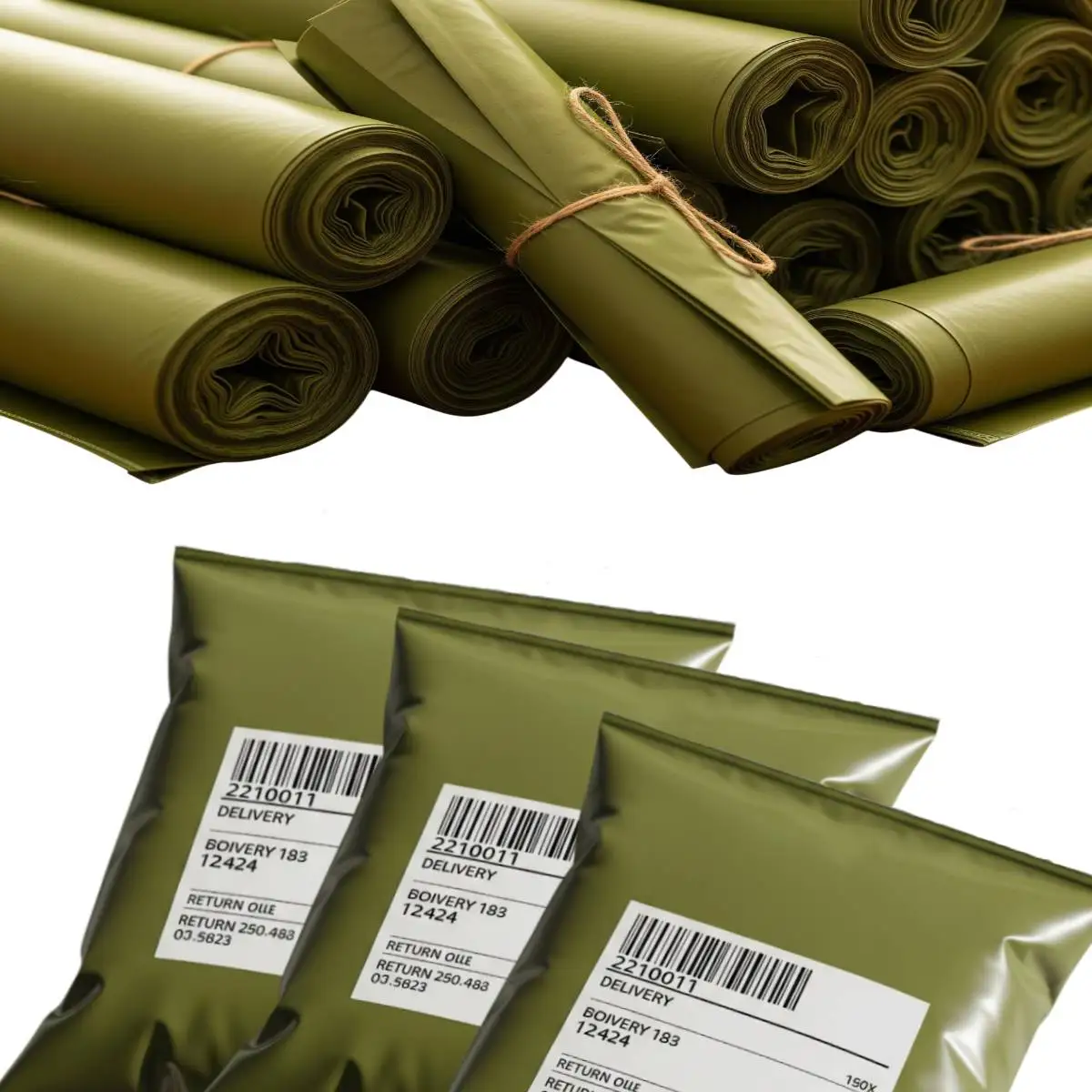 Bolsas Sobres para Envíos Poly Mailer de Polietileno Resistente para Embalaje Ecommerce | Verde Oliva 100pzs