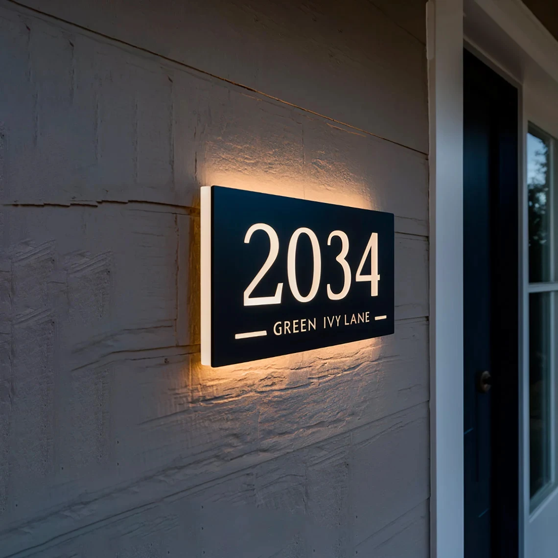 Custom House Number Sign Illuminated Address Plaque Personalized House Sign Housewarming Gift