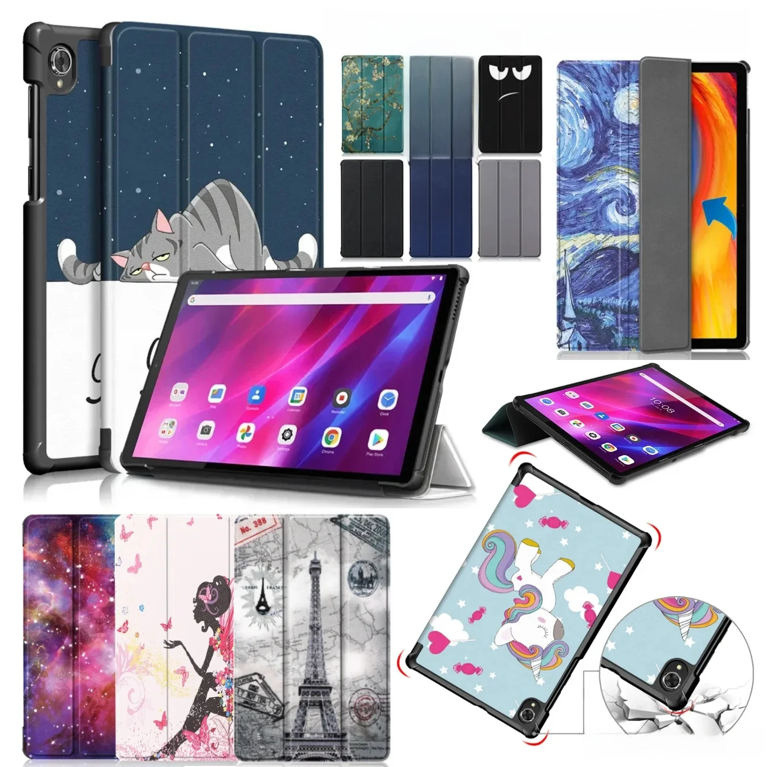Etui na tablet Lenovo Tab K10 X6C6X X6C6F 10,3 cala 2021 Składana podstawka Skórzany pokrowiec Smart Wake Sleep Etui na tablet 10,3'' Trifold Funda — zdjęcie produktu 7