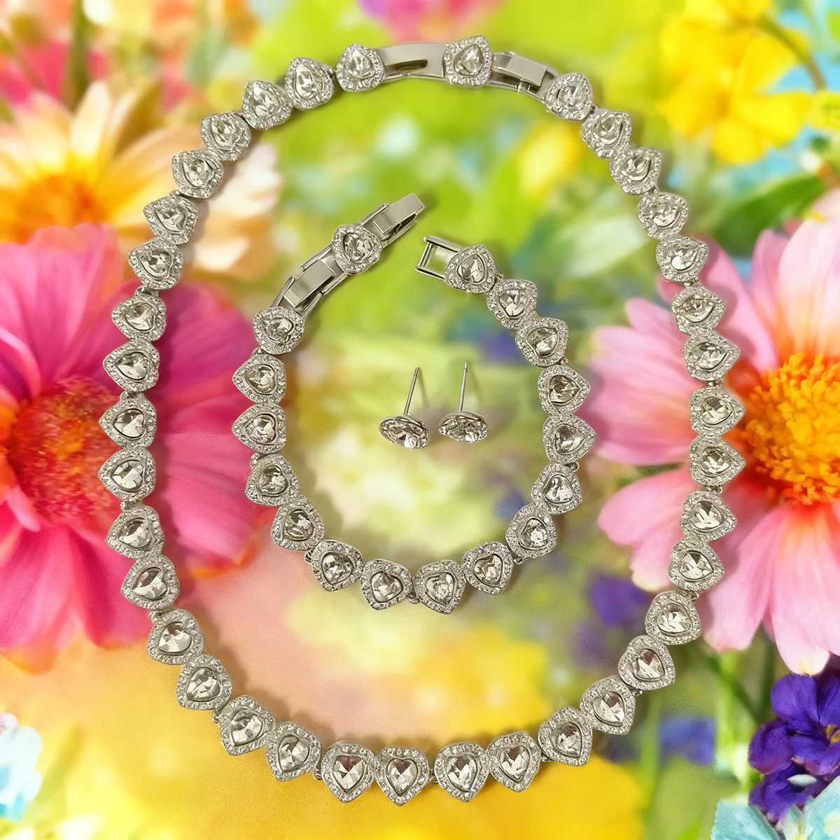 

Good Brand Silver Color Ariana Grande Tennis Necklace Women Romantic Luxury Gift Jewelry Set Jewelry Sets 925 sterling silver