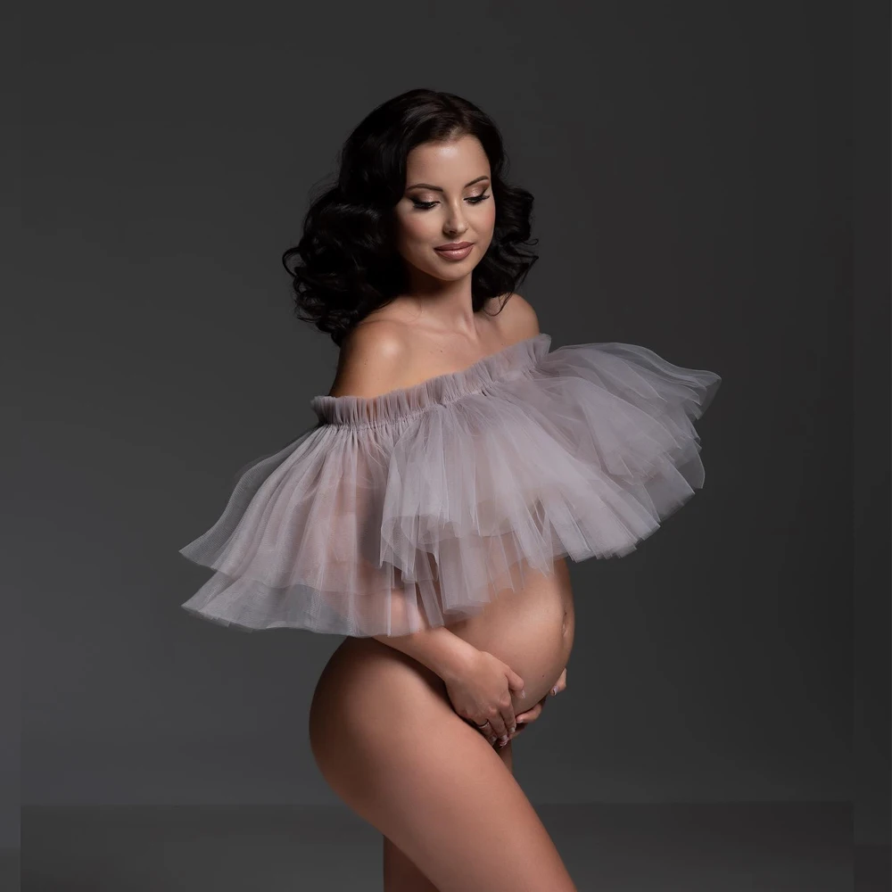 Maternity Photography Dresses Transparent gauze Strapless Pullover Cape  Little Cape Pregnancy Women Photo Shoot  Props