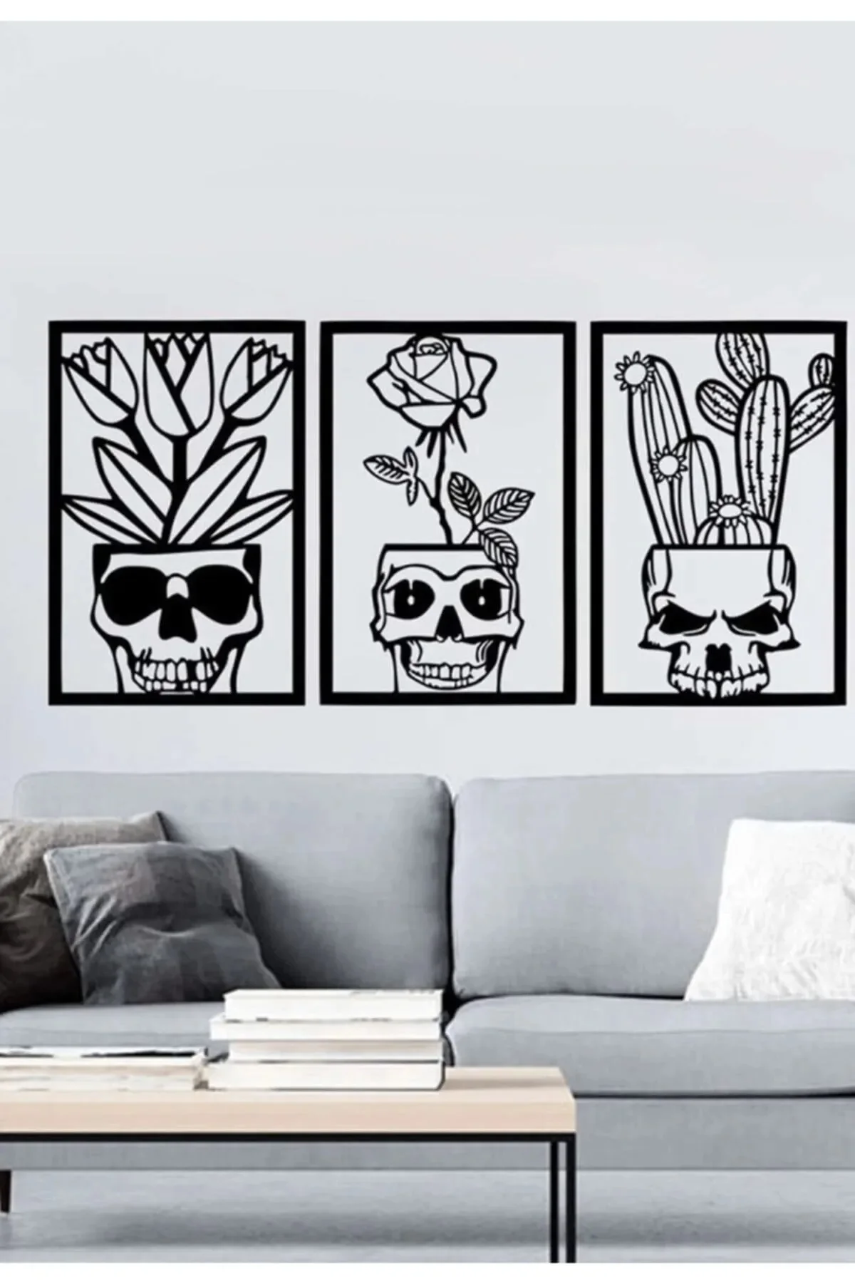 Skull, Cactus, Tulip, Figure, Painting, Wall, Decor, Laser, Cut, Wood, Decoration, Products, creative, art, abstract, gift