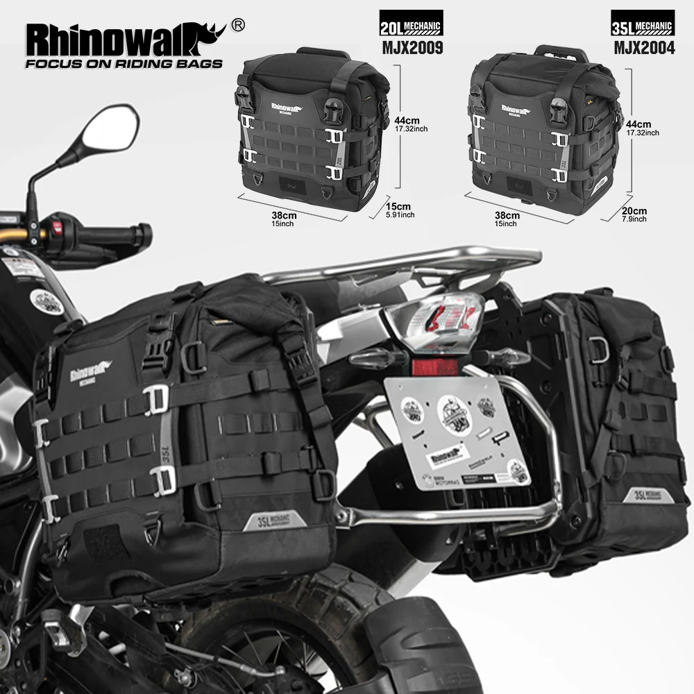 

Rhinowalk 35L Motorcycle Side Bag Waterproof Quick-Release Bag Saddlebag Tail Bag Travel Luggage Storage Bag Anti-theft