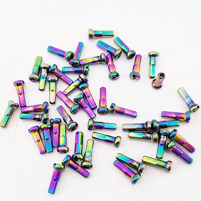 AliExpress 36pcs Bike Brass Spoke Nipples Caps Head End Tip 14G 2.0mm*14mm Silver Rainbow Oil Slick For Road