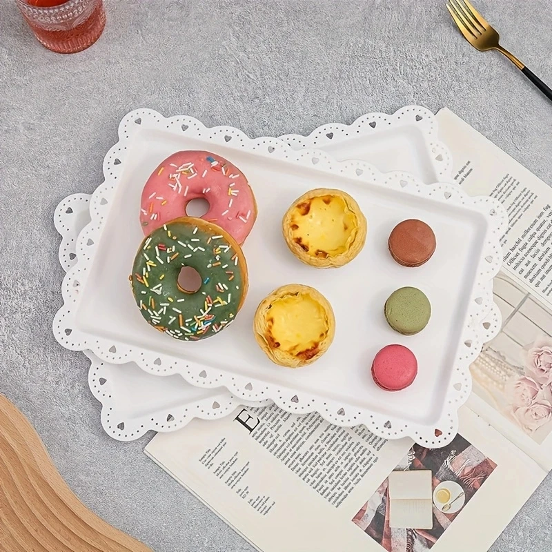 

5pcs Breakfast Tray, Rectangular Plastic Dinner Plates, Reusable Durable Serving Tray, Lightweight Food Tray for Veggie, Snack