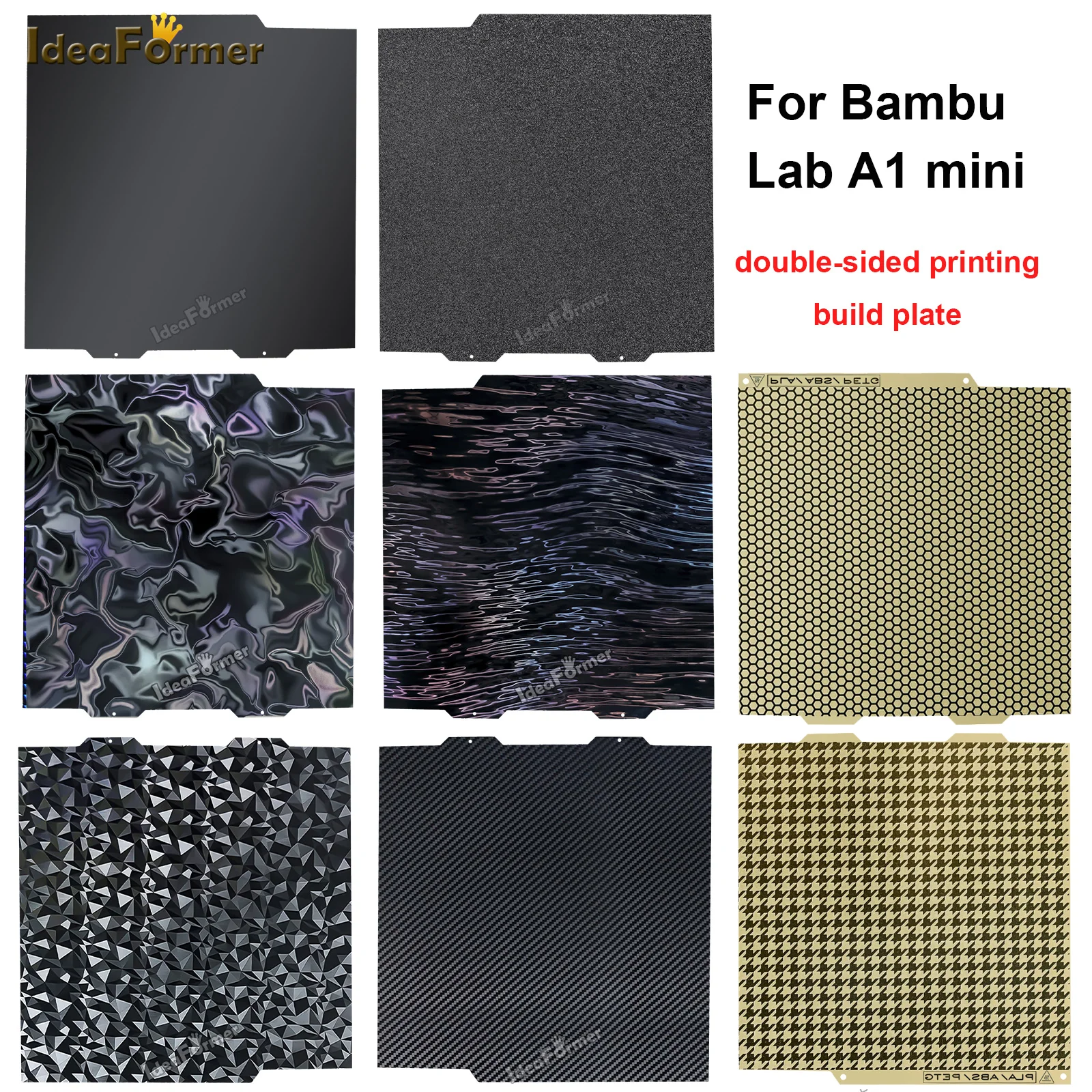 

2 шт. Для Bambu Lab A1 Mini 3d-принтер Магнитная углеродная пластина из ПЭТ Двусторонний стальной лист PEY PEI Для A1 Mini Bambu Сборная пластина.
