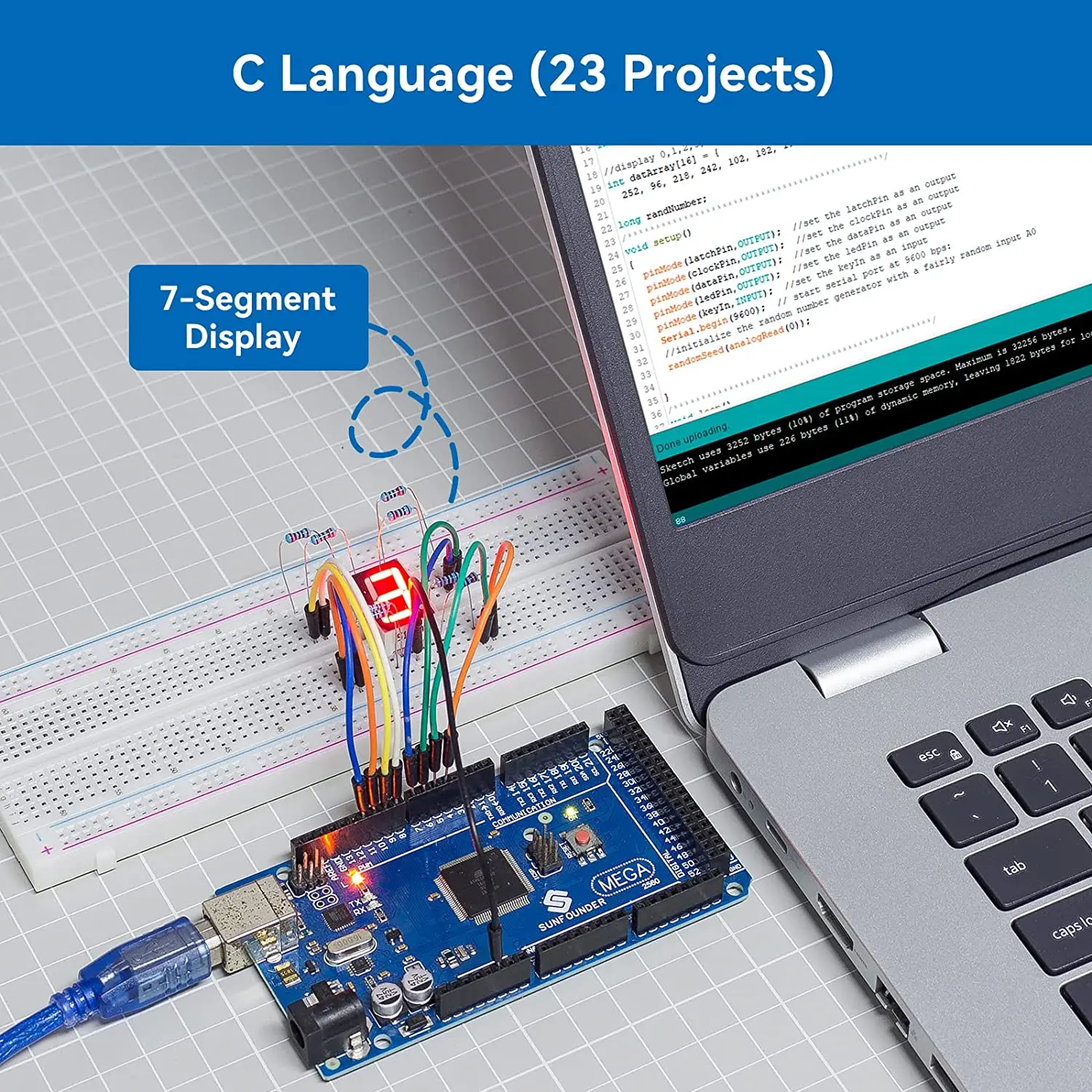 SunFounder The Most Complete Starter Project Kit Compatible with Arduino IDE Mega 2560 R3 Mega328 Nano Mega2560, Scratch Coding