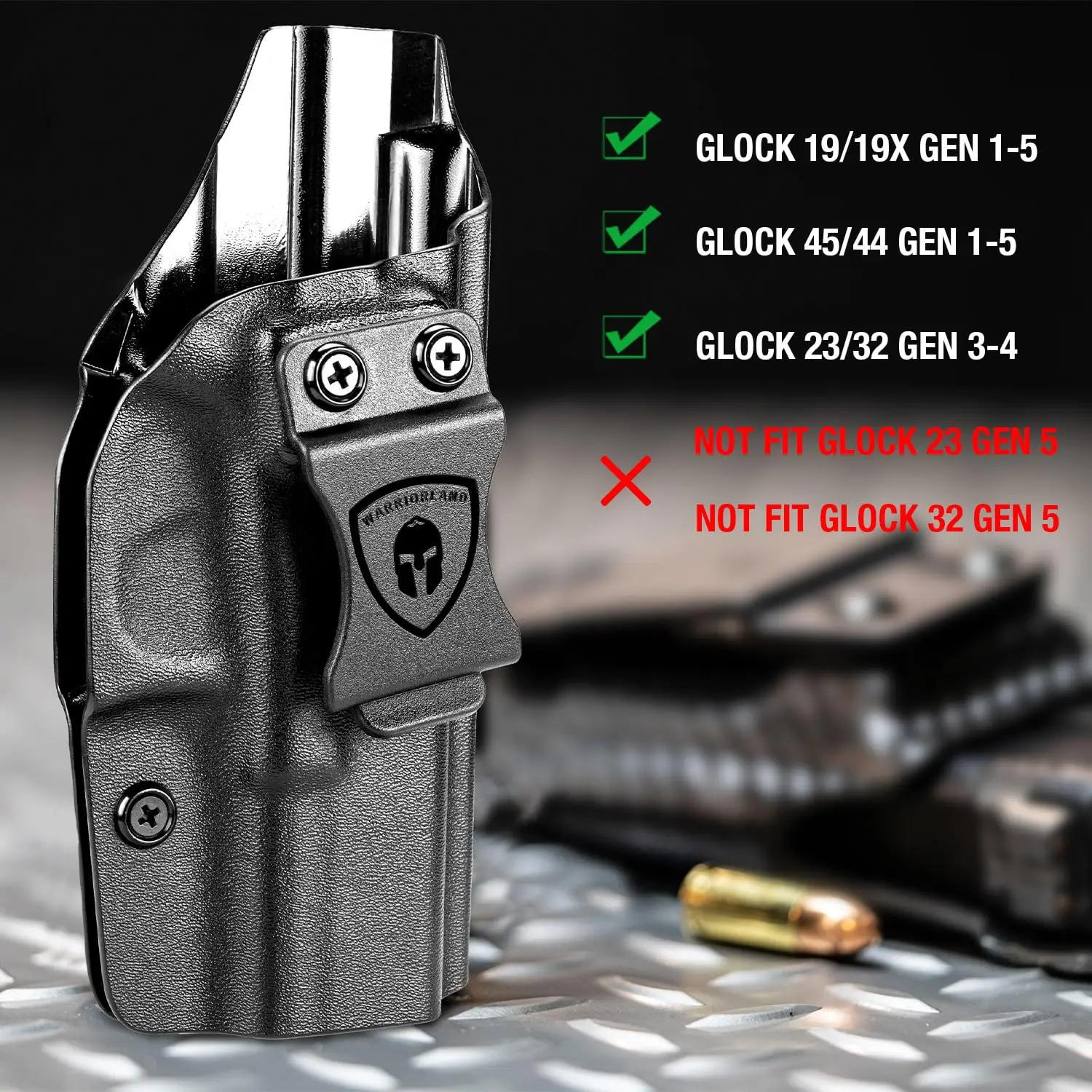 Only For Glock G19/19X/44/45, Glock 23/32 Gen 3 4,IWB Kydex Holster CompatibleInside Waistband Concealed Carry,Right/Left Hand - view 2