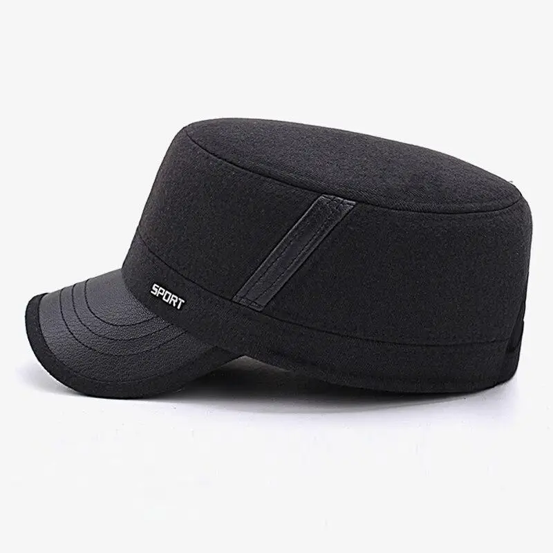 Warm Winter Baseball Cap Sport Golf Military Flat Hat Caps For Men Snapback Casquette Bones Dad Cap Gorras Earflaps wholesale