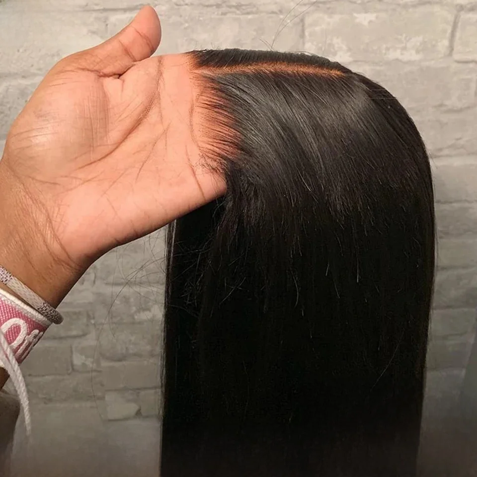 6X4 Lijmloze Pruik Menselijk Haar Klaar Om Te Dragen Voorgesneden 4X4 Kant Geen Lijm Pruiken Rechte Kant Voor Menselijk Haar Pruik Voor Vrouwen - afbeelding 2