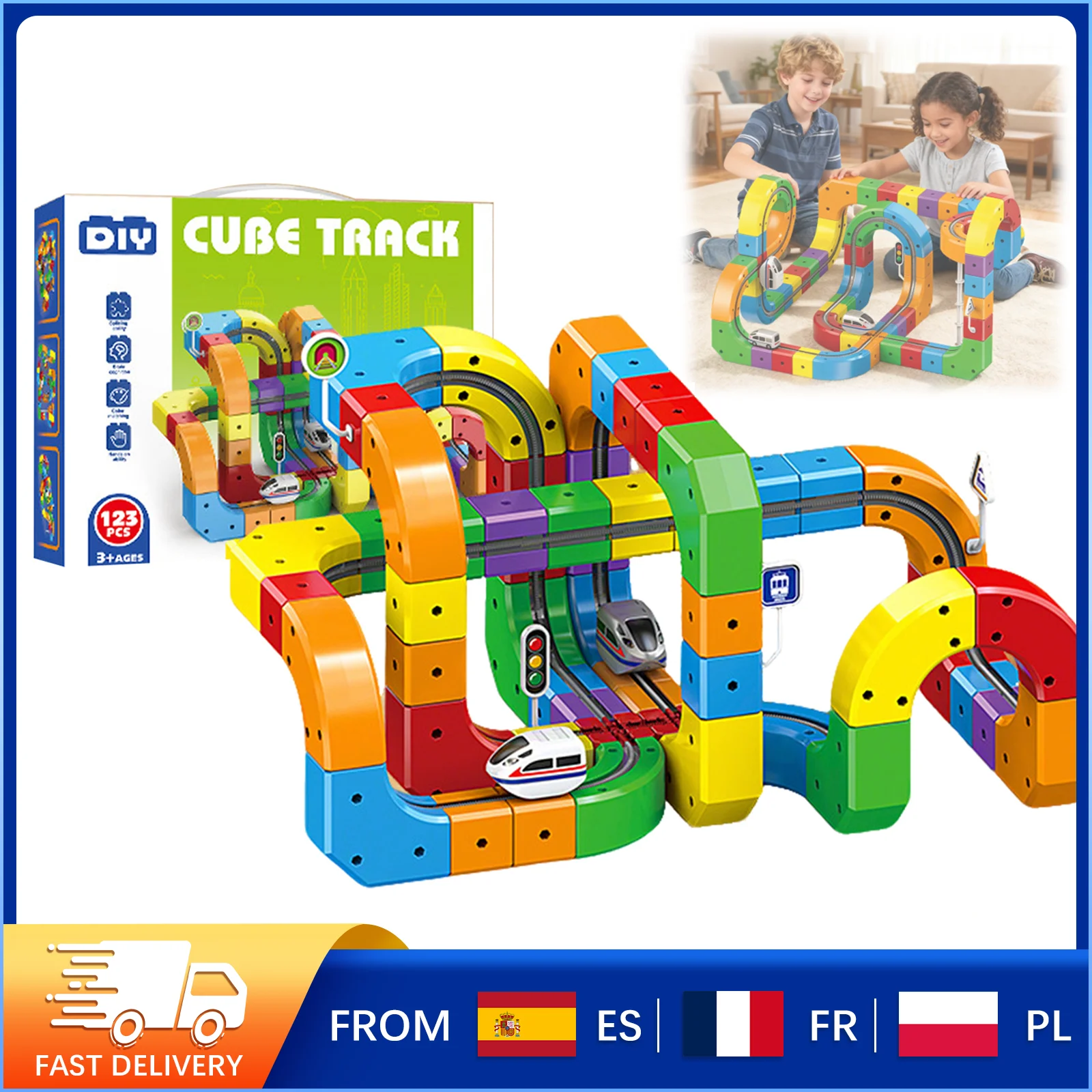 Bloques de construcción magnéticos de 51/81/123 piezas, locomotora eléctrica con diseño 3D antigravedad, juguete de pista de carreras deformable con carga USB, regalo para niños mayores de 3 años