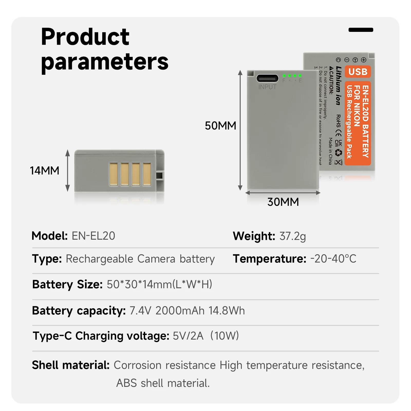 니콘 쿨픽스 P1000 P950 1 J1 J2 J3 1 S1 1 V3 AW1 DL24-500 카메라용 PALO EN-EL20 EN EL20 EN-EL20A USB 충전 배터리