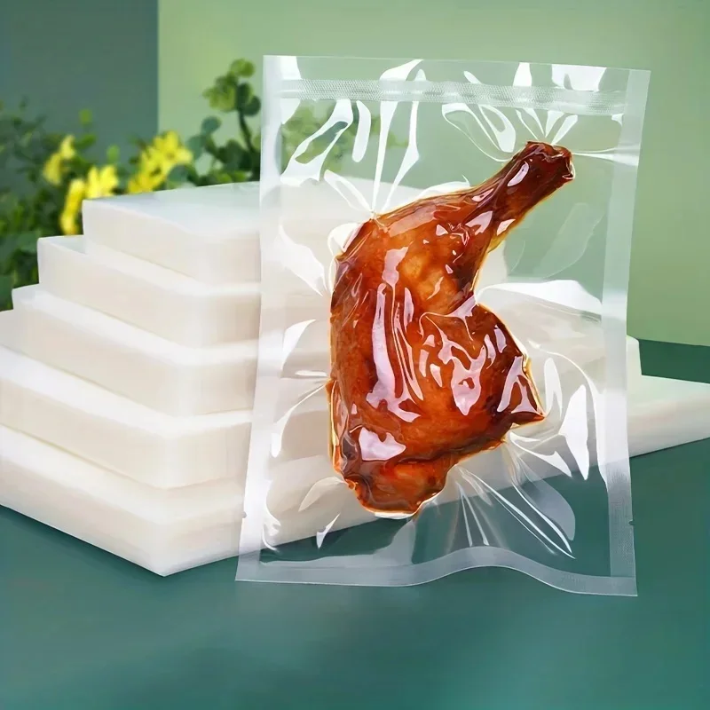 50 sztuk torebek do pakowania próżniowego, jednorazowa szczelna torba kompresyjna, przezroczysta torba do pakowania żywności, do mięsa, owoców i warzyw — zdjęcie 2