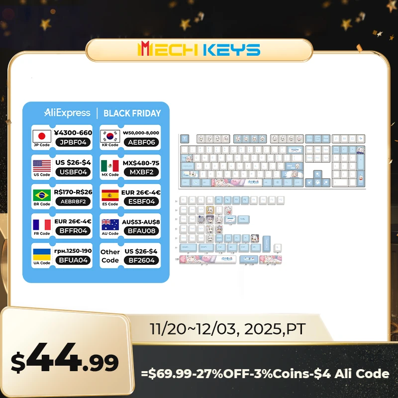 

TANCHJIM & Utyping Asano Touch Cherry Profile PBT Keycaps 158 Keys Dye-Sublimation Process DIY Custom Blue Keycap