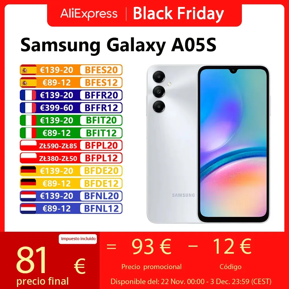 Samsung Galaxy A05s Smartphone , 64 Go, caméra frontale 50 MP, processeur Snapdragon 680, écran FHD