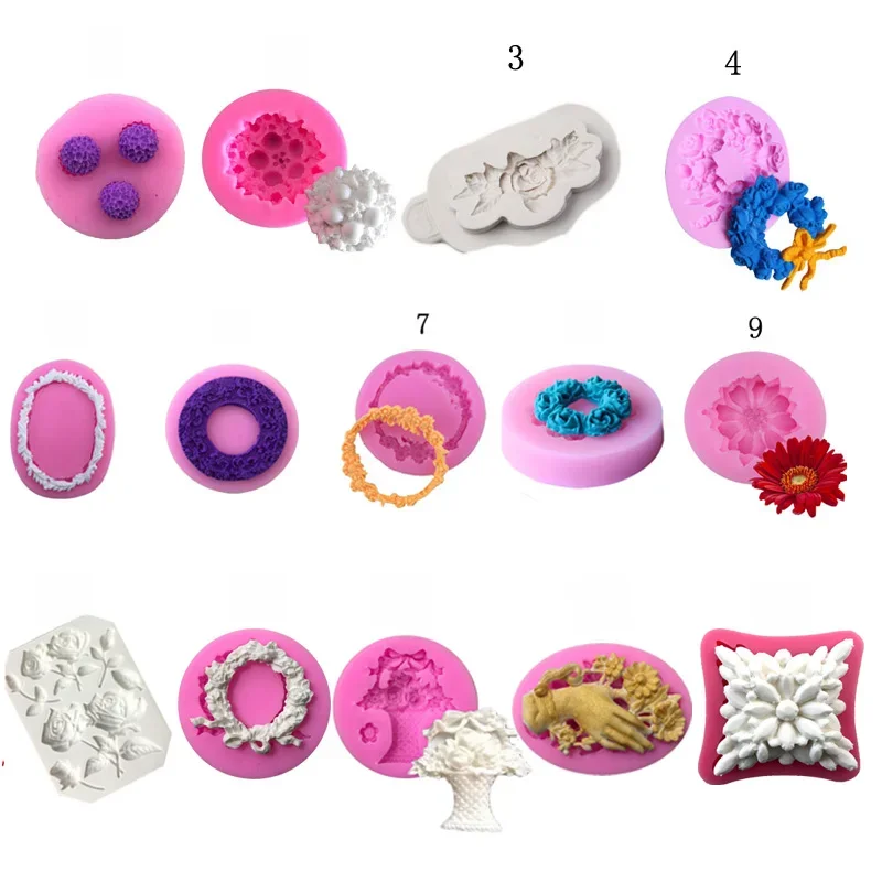 Sugarcraft girlanda z kwiatów z wstążkami silikonowe formy do fondant ciasto dekorowanie narzędzia foremka do czekolady i lukru — zdjęcie 2