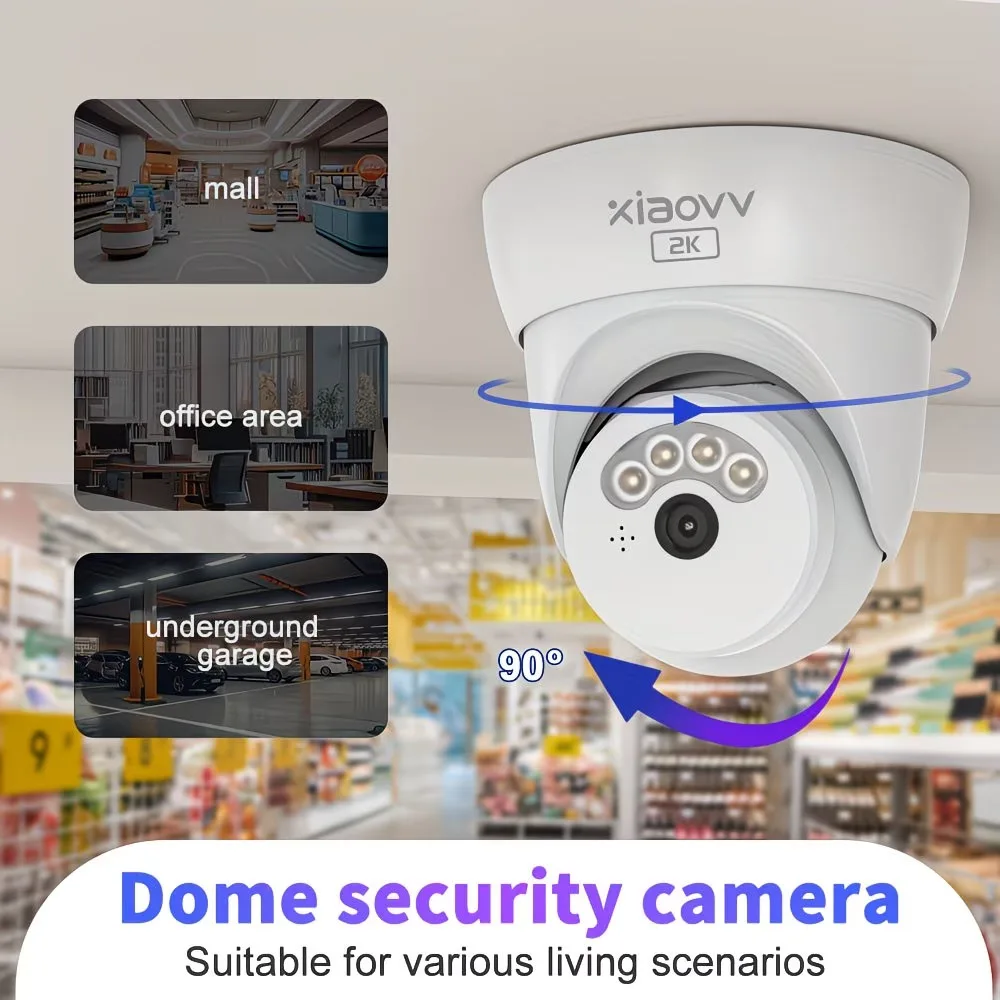 XIAOVV 3MP Smart Camera 2K Security Protection Wifi Surveillance 2.4GHz Night Vision 360° Pan & Tilt 2-Way Audio