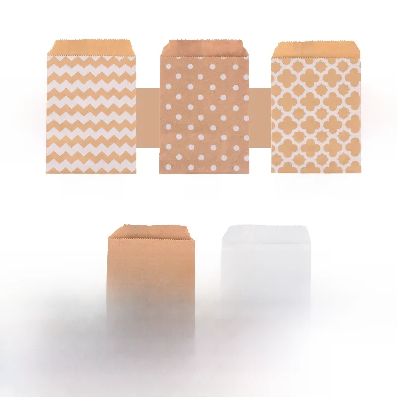 Sacs en papier Kraft à pois ondulés 15x10CM, 50 pièces, pochettes d'emballage pour bonbons et biscuits, sac à pop-corn, fournitures d'emballage d'anniversaire, outil de pâtisserie