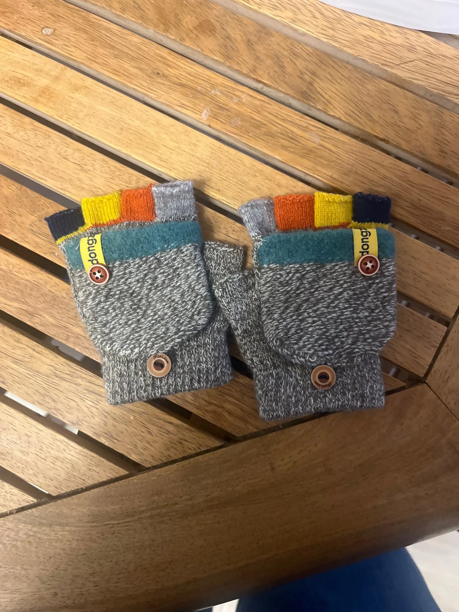 New Half Finger Flip Kids Gloves Jacquard Color Matching Autumn Winter Warm Gloves for Children Student Writing Baby Gloves photo review