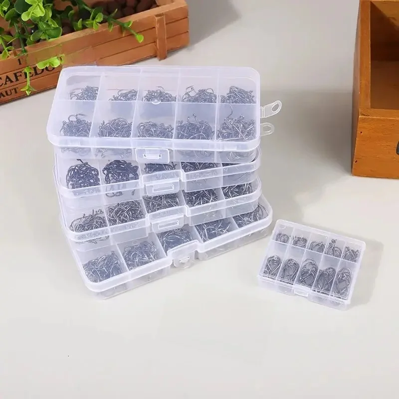 Ensemble de hameçons à poisson en boîte, hameçons inversés, pêche en plein air dans les lacs et les rivières, 100 à 2000 pièces