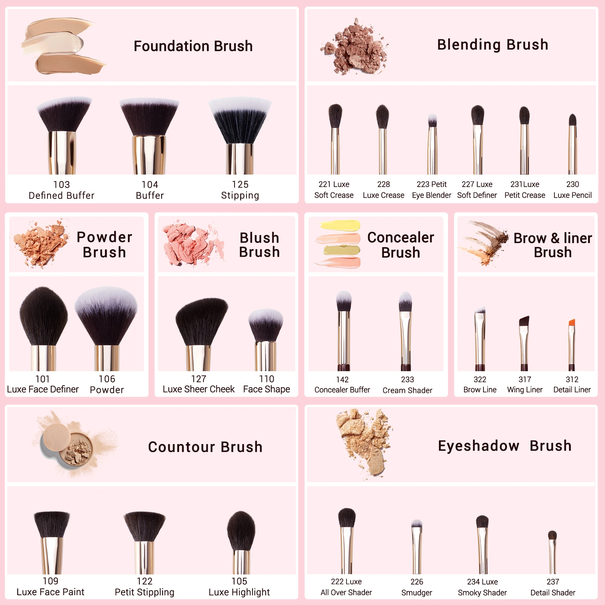 Jessup Makeup Brushes Set Professional Natural-Synthetic Hair Makeup Brush Foundation Powder Contour Eyeshadow 15-25pcs