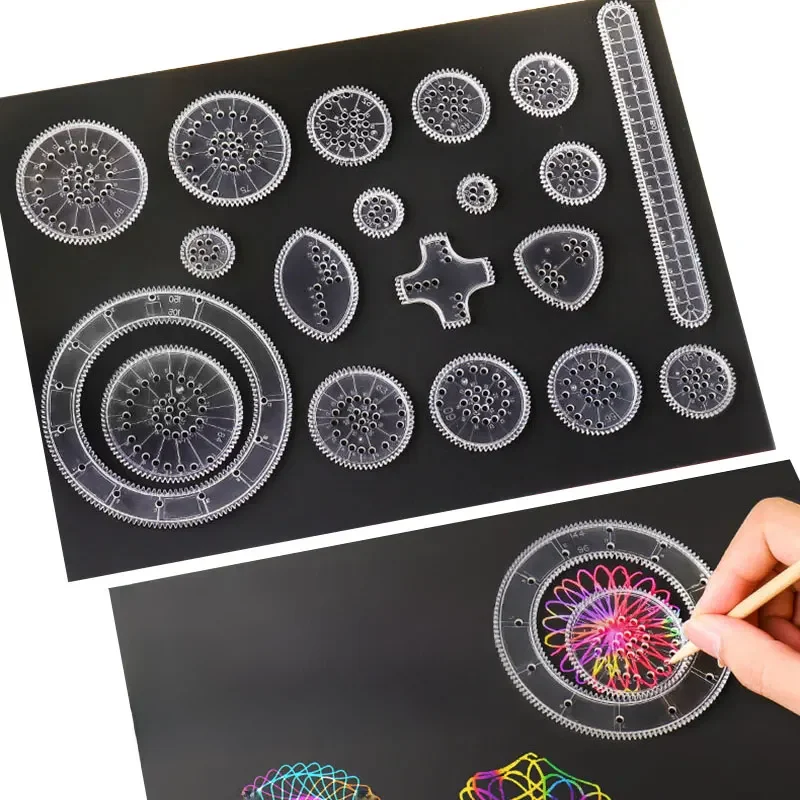 11/22 sztuk Spirograf zestaw zabawek do rysowania blokujące koła zębate koła linijka geometryczna akcesoria do rysowania kreatywna edukacyjna zabawka dla dzieci — zdjęcie 2