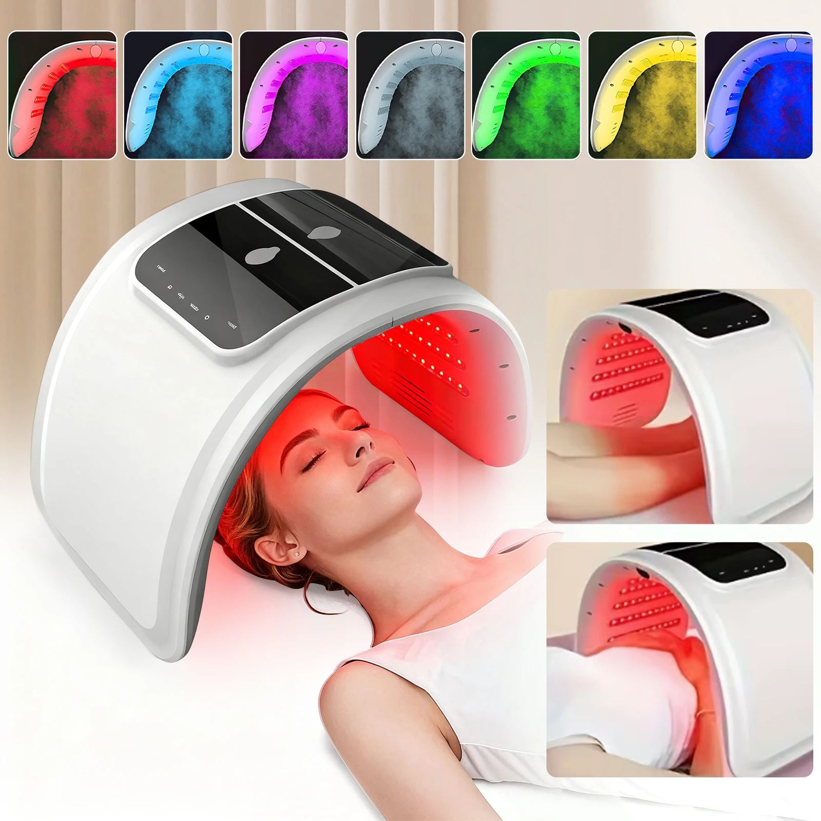 7-Farben-LED-Gesichtsmaske Lichttherapie Verstellbare Faltbare Gesichts- und Körpermaske für Spa, Salon und Heimgebrauch zur Hautverjüngung und Akne-Hautpflege
