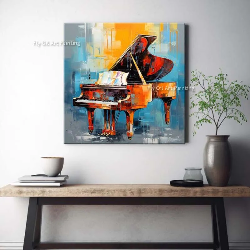 Musical Instrument Art Musician Gift Decor Piano For Home Office Decor Violin Drums Harp Oil Pianting Modern Canvas Wall Decor